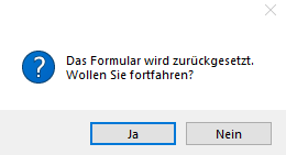Bestätigung Formular zurücksetzen